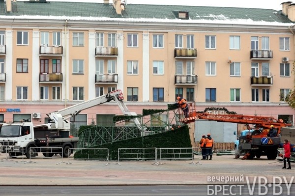 В Бресте на площади Ленина начался монтаж главной городской елки В Бресте на площади Ленина начался монтаж главной городской елки